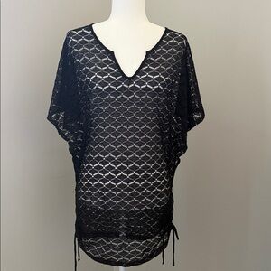 GUESS Black Lace Tunic Top Swimsuit Coverup Dress Women’s size Medium